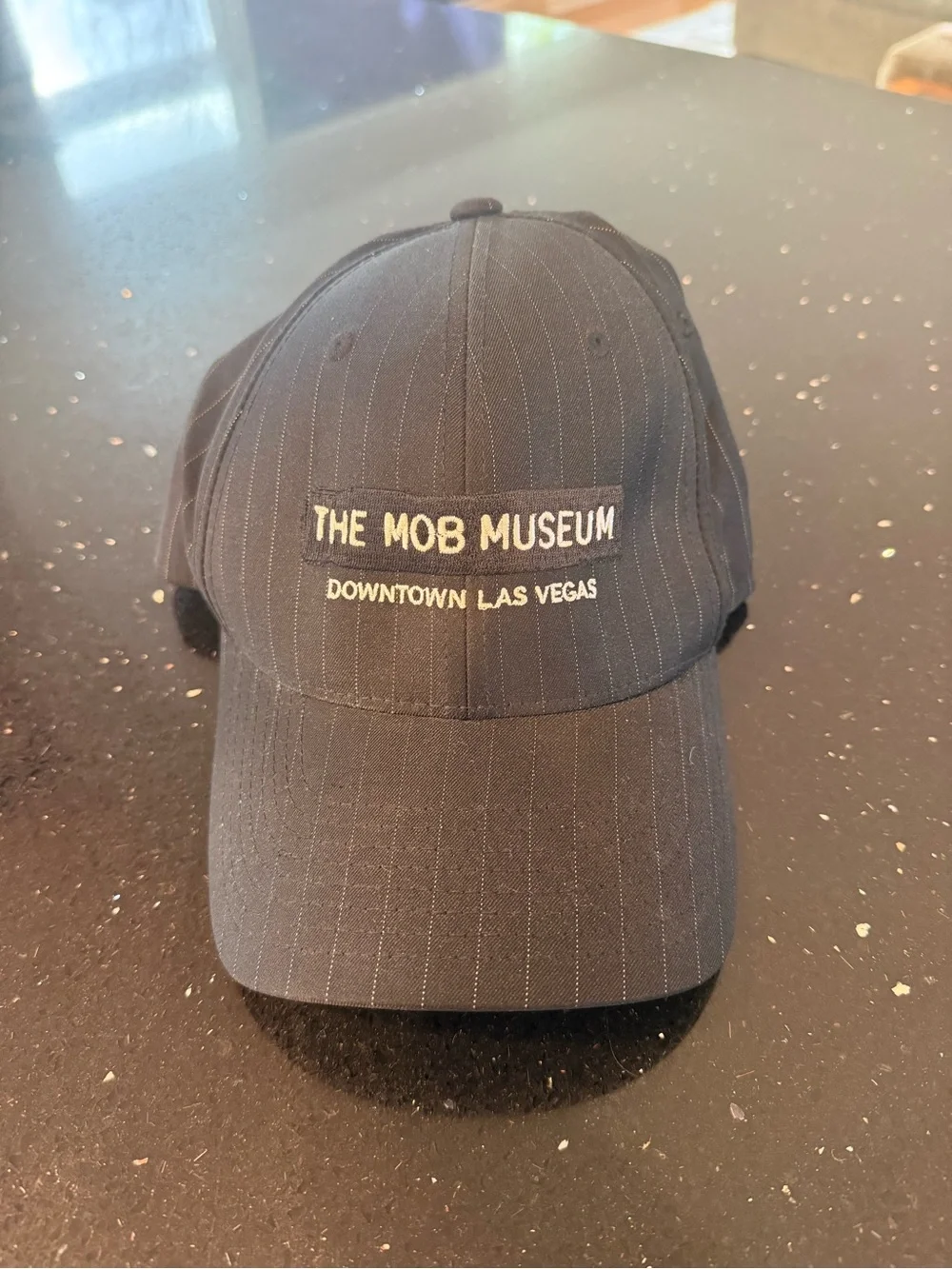 The Mob Museum Downtown Las Vegas Black Pinstripe Baseball Cap
